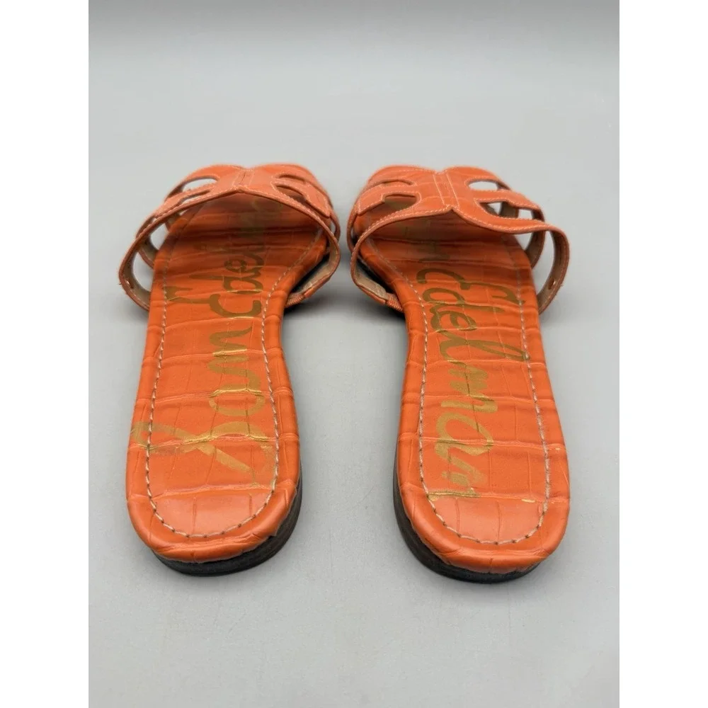 Sam Edelman Bay H Slide Sandals Orange Croc Embossed Womens 8.5M EU 38.5